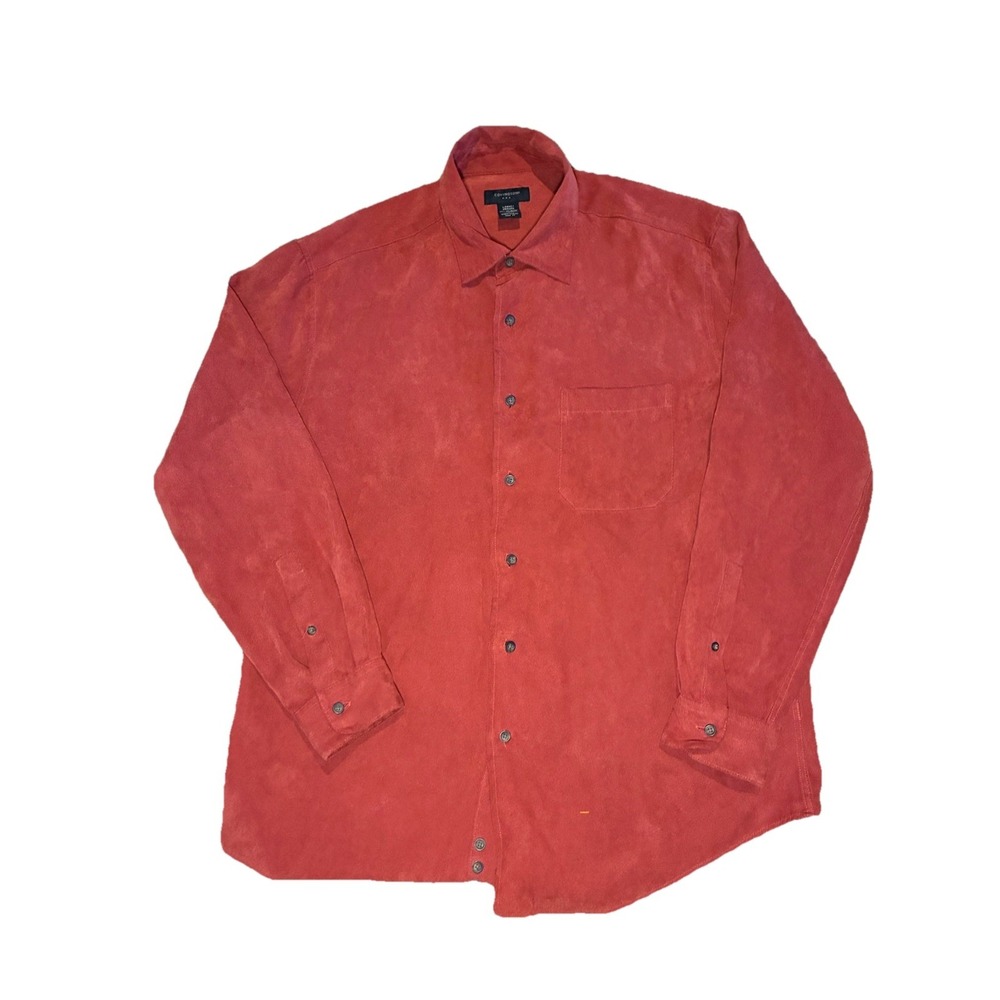 Covington Corduroy Button Up Shirt‎ Men's L Collared Long Sleeve Red Casual
